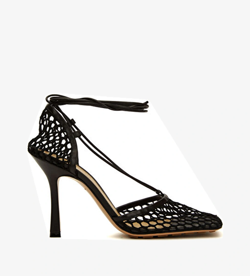Bottega Veneta Stretch Siyah File Deri Topuklu Ayakkabı model görseli