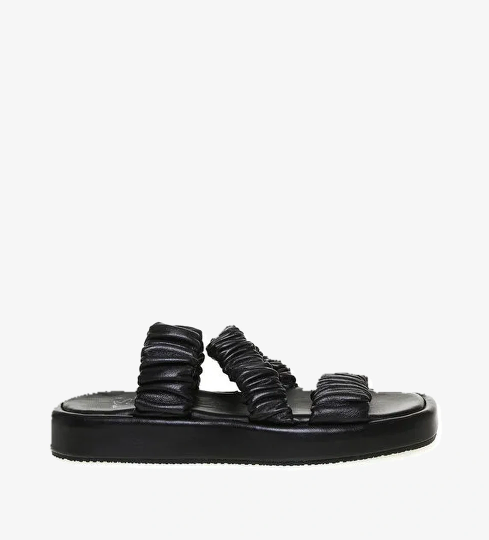 Fabrika Fabrika Siyah Kadın Deri Sandalet APOLDA model görseli