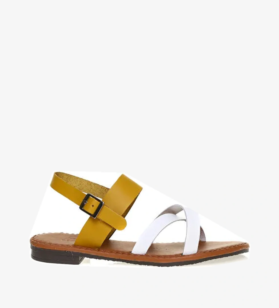 Limon Sarı-Beyaz Kadın Sandalet LOMBARDIA - Görsel 1