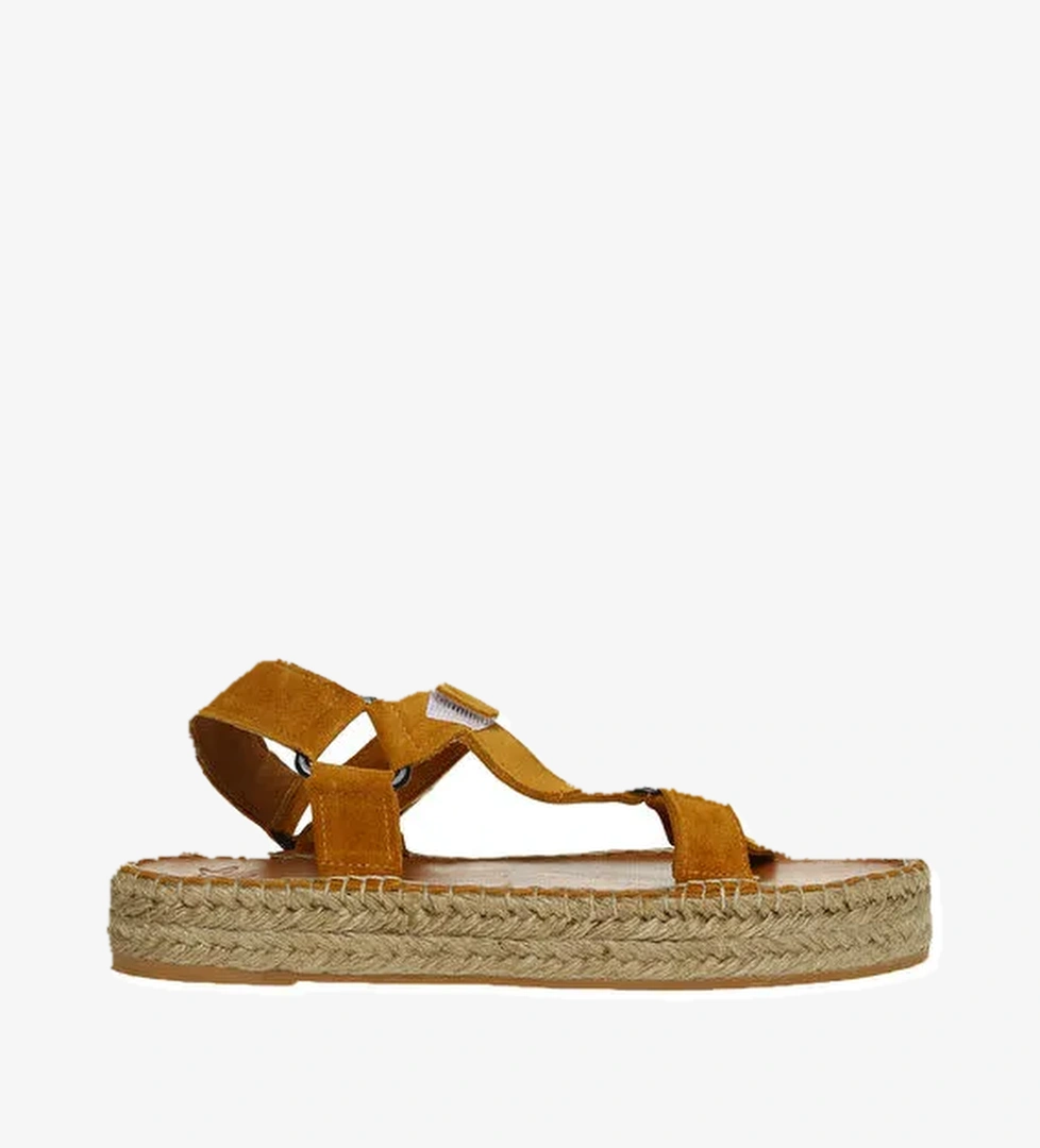 Fabrika Hardal Kadın Deri Sandalet HEMANT - Görsel 1