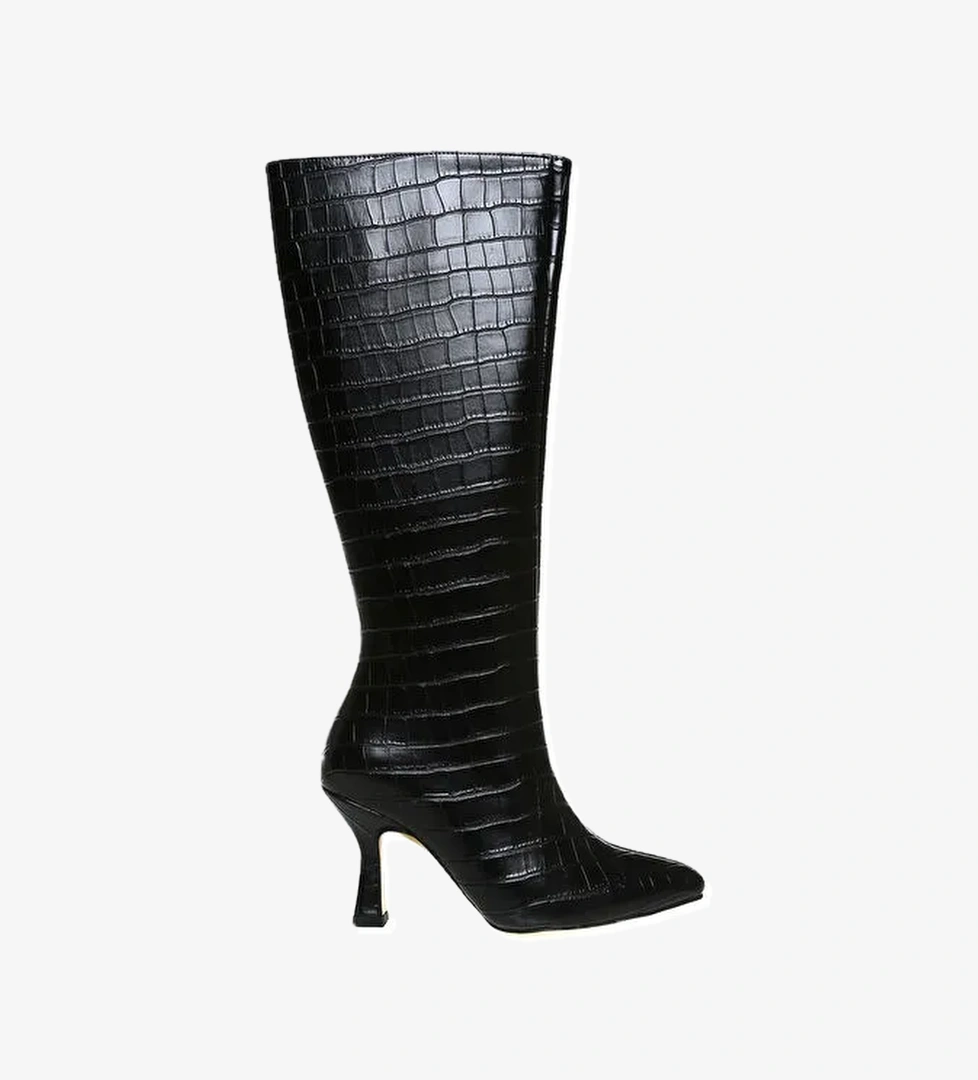 Fabrika Siyah Kadın Topuklu Çizme NOVARA - Görsel 1