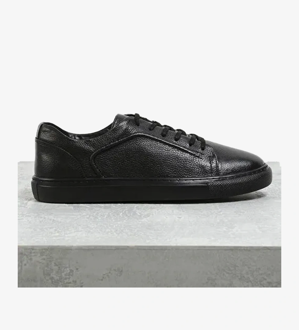 F By Fabrika Siyah Erkek Deri Sneaker TENA - Görsel 1