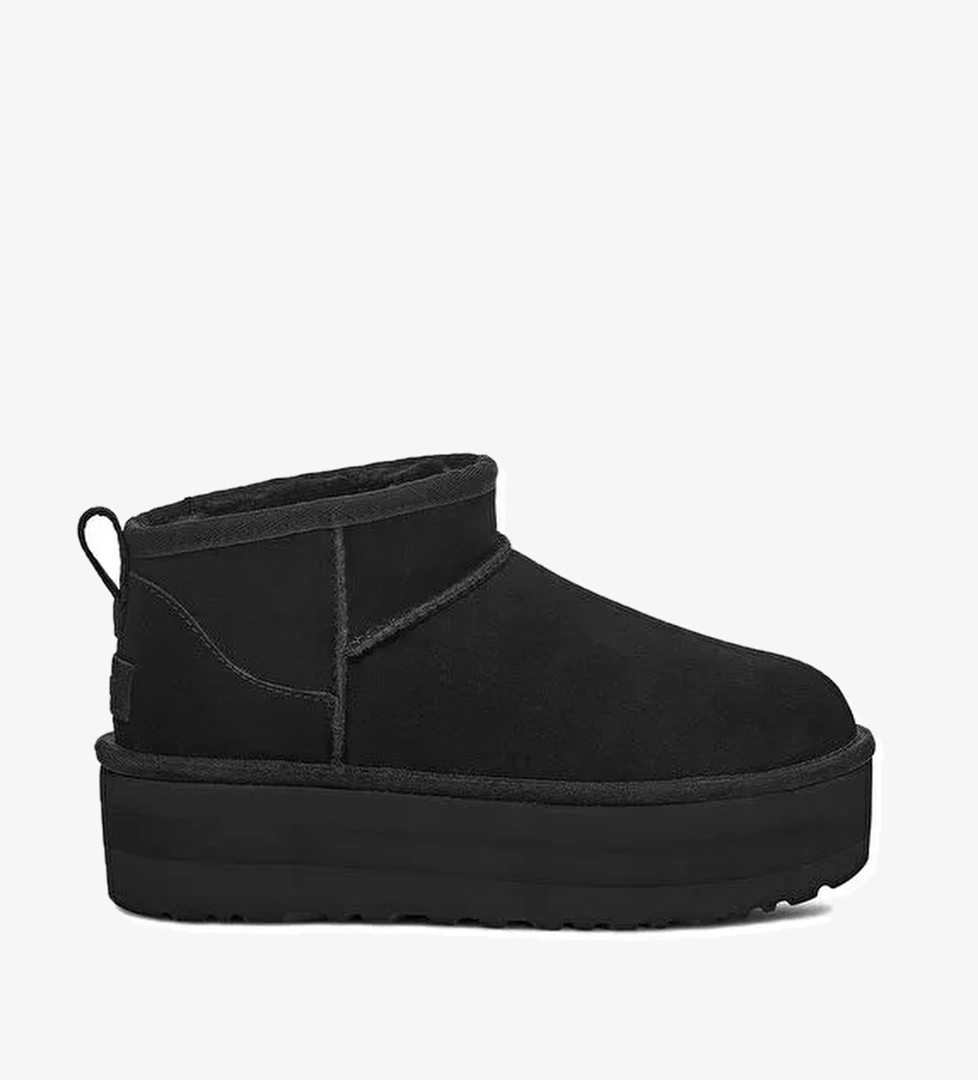 Ugg W CLASSIC ULTRA MINI PLATFORM Siyah Kadın Süet + Deri Bot 1135092 - Görsel 1