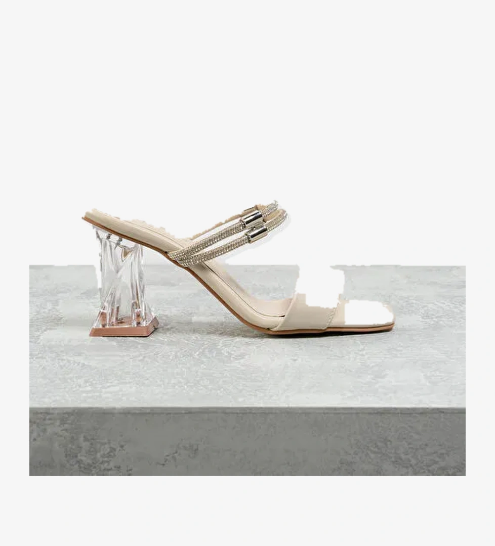 F By Fabrika Bej Kadın Topuklu Sandalet HEAL - Görsel 1