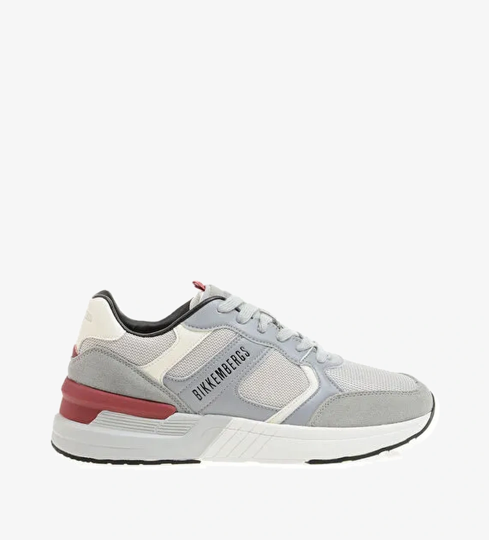 Dirk Bikkembergs Açık Gri-Kırmızı Erkek deri Sneaker 16210/CP