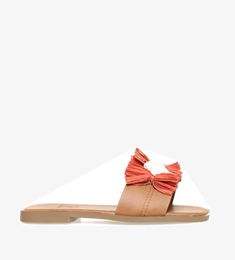 Fabrika Turuncu-Kahverengi Kadın Terlik JAGEN - Görsel 1