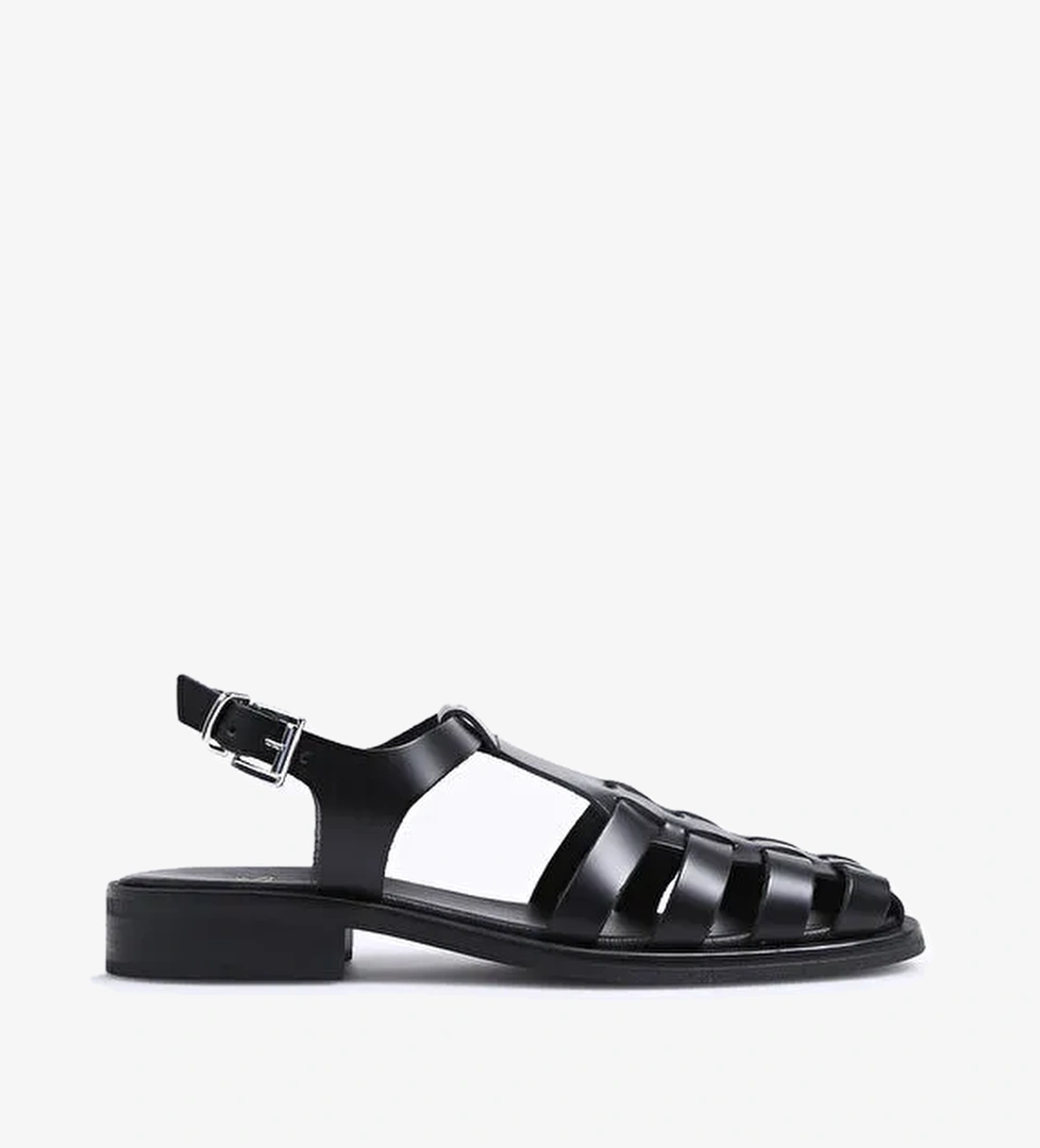 Fabrika Siyah Kadın Deri Sandalet TIRESIR - Görsel 1