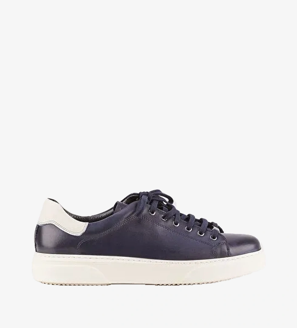 Cabani Ayakkabı Lacivert-Beyaz Erkek Deri Sneaker 14584 - Görsel 1