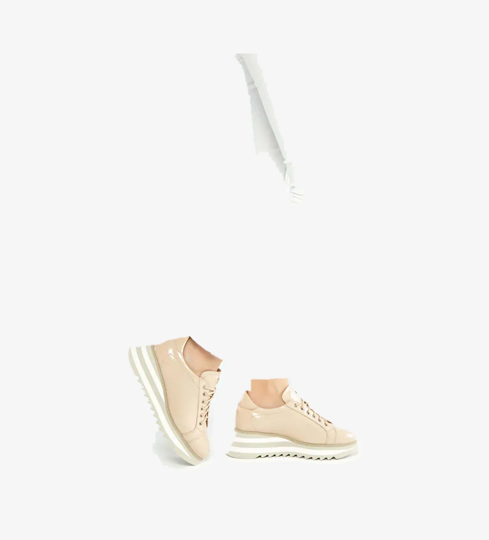 Tamer Tanca Bej Kadın Deri Sneaker 935 1820-6 BN AYK Y23 - Görsel 1