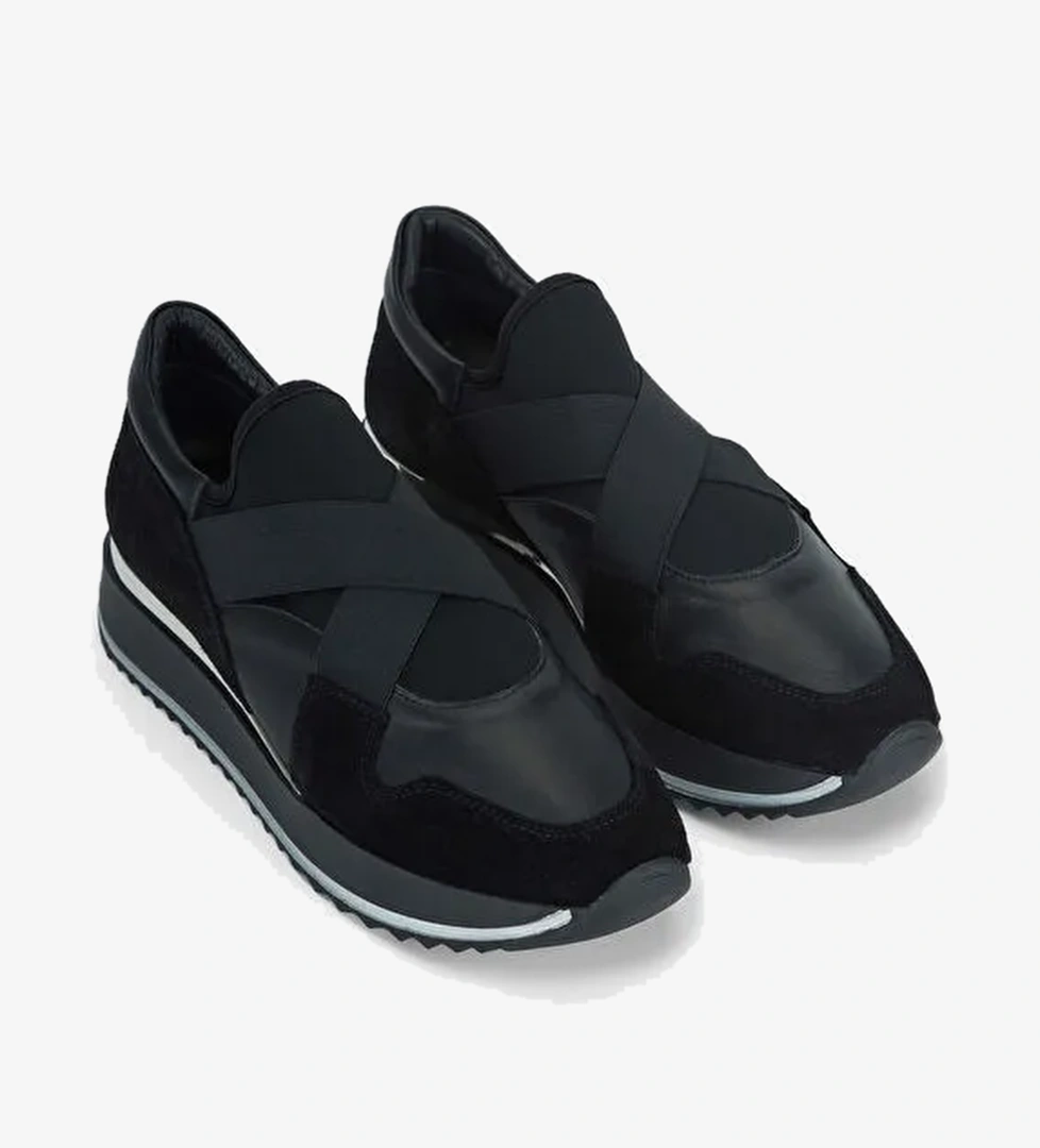 Tamer Tanca Kadın Hakiki Deri Siyah Deri Sneakers & Spor Ayakkabı - Görsel 1