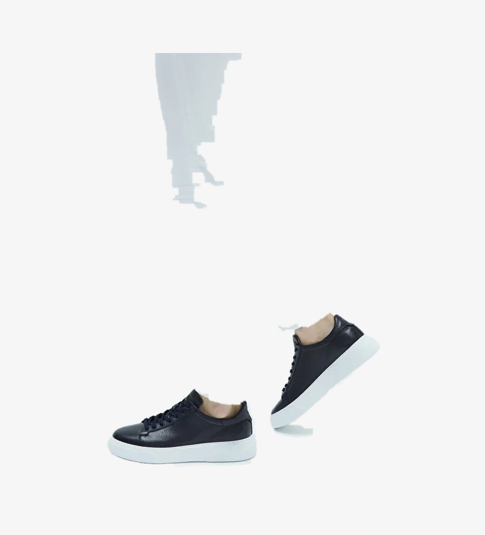 Tamer Tanca Erkek Hakiki Deri Lacivert Sneakers & Spor Ayakkabı - Görsel 1