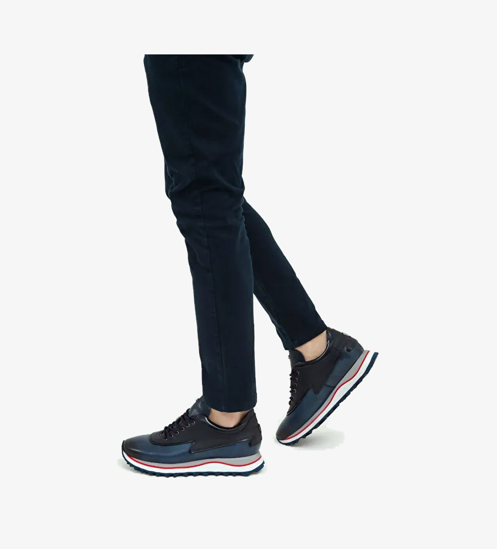 Tamer Tanca Erkek Hakiki Deri Lacivert Sneakers & Spor Ayakkabı - Görsel 1