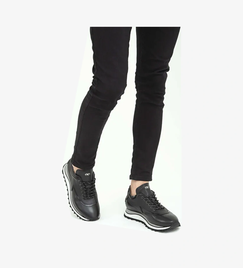 Tamer Tanca Erkek Hakiki Deri Siyah Sneakers & Spor Ayakkabı - Görsel 1