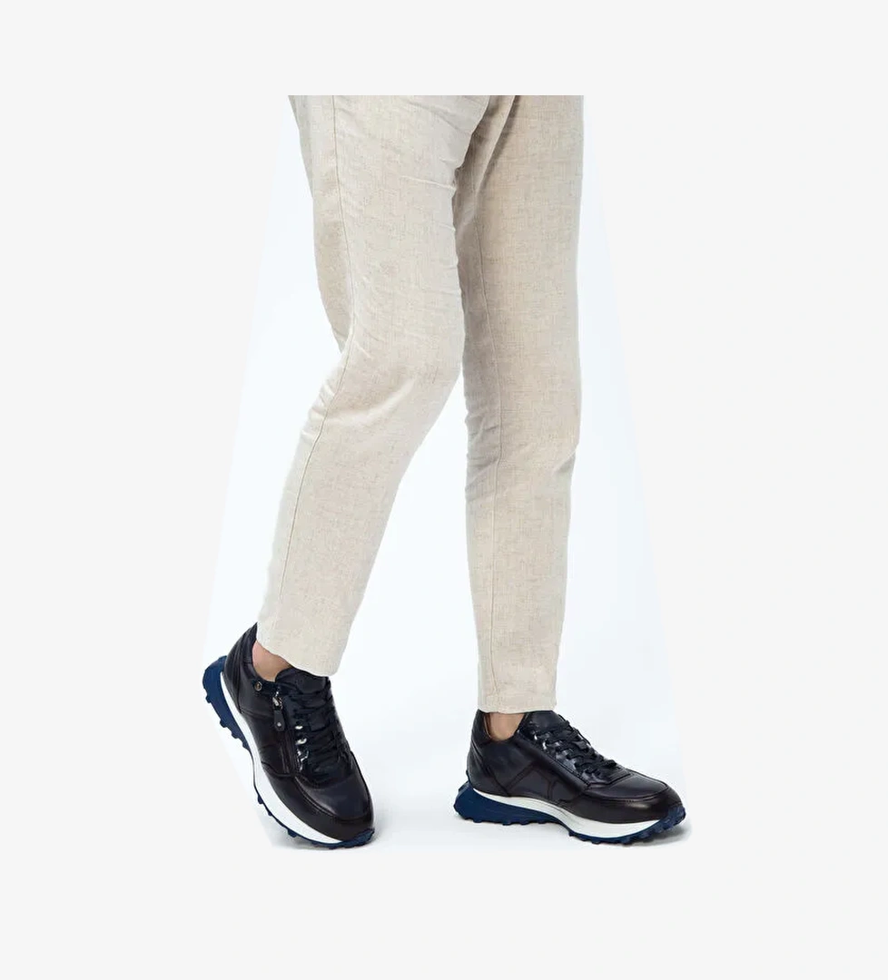 Tamer Tanca Siyah Erkek Deri Sneaker 383 5454 ERK AYK Y23 - Görsel 1
