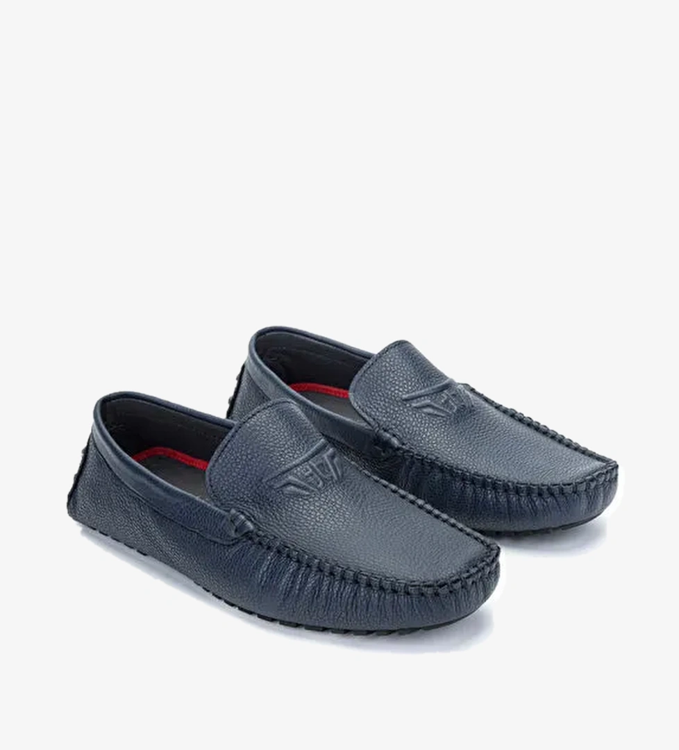 Tamer Tanca Erkek Hakiki Deri Lacivert Loafer Ayakkabı - Görsel 1