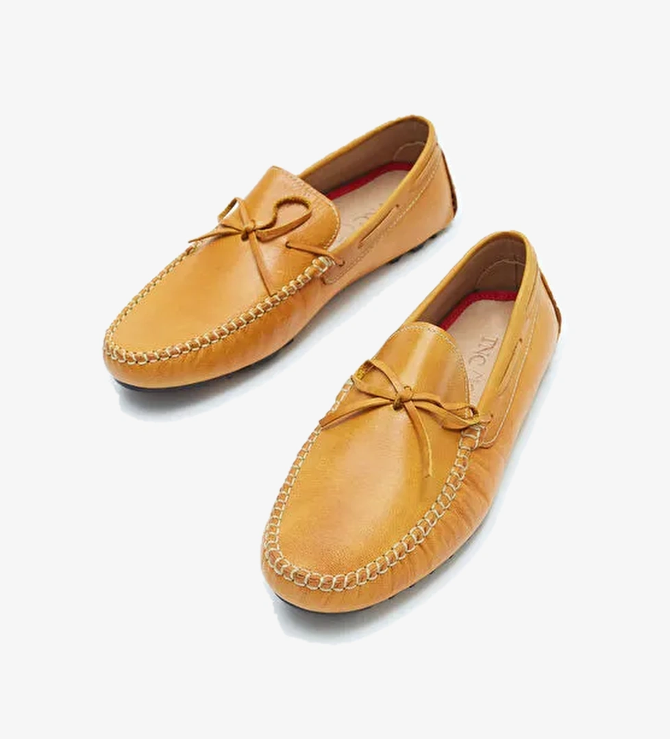 Tamer Tanca Erkek Hakiki Deri Sarı Loafer Ayakkabı - Görsel 1