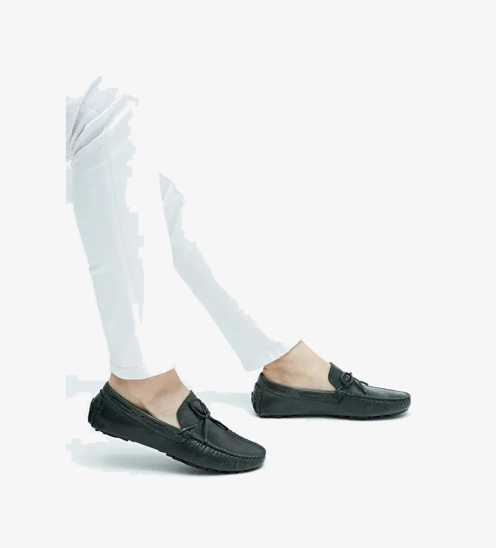 Tamer Tanca Erkek Hakiki Deri Yeşil Loafer Ayakkabı - Görsel 1