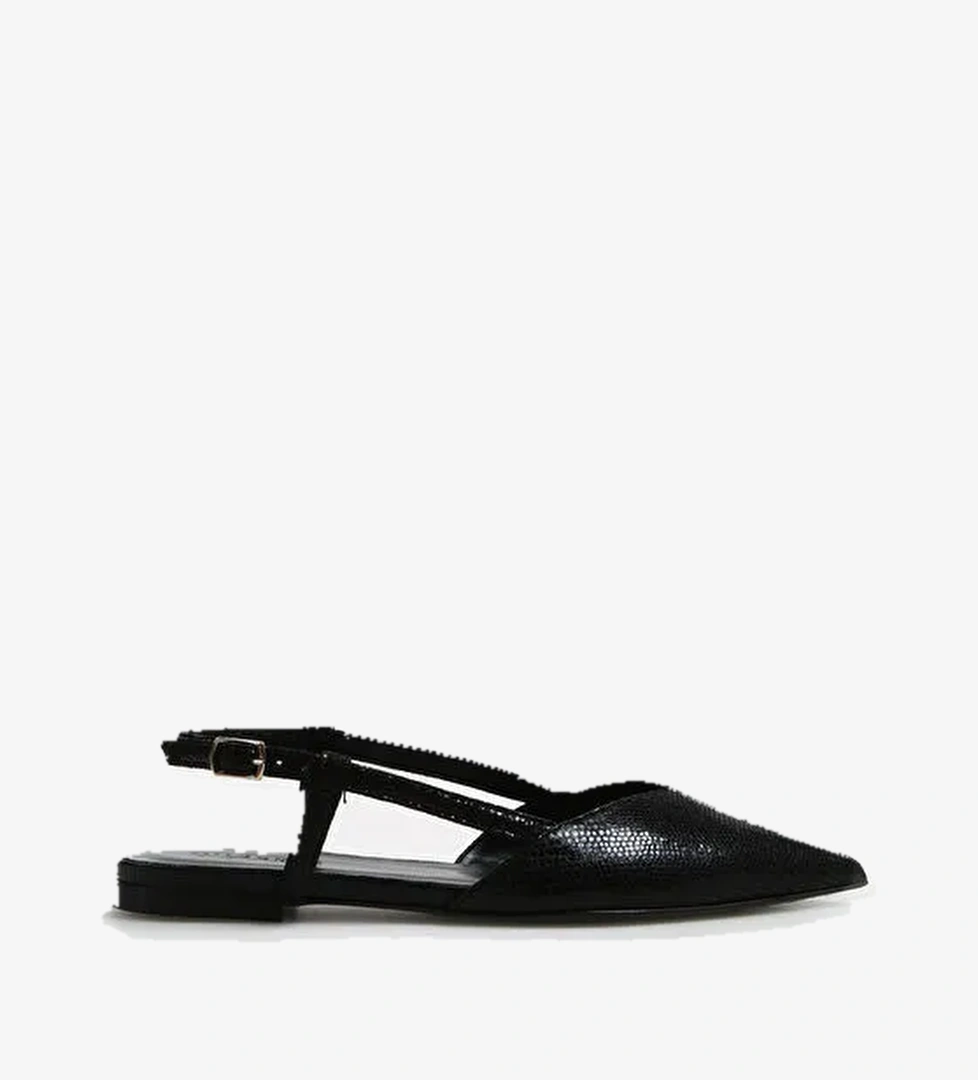 Divarese Siyah Kadın Deri Babet 3277-4SS