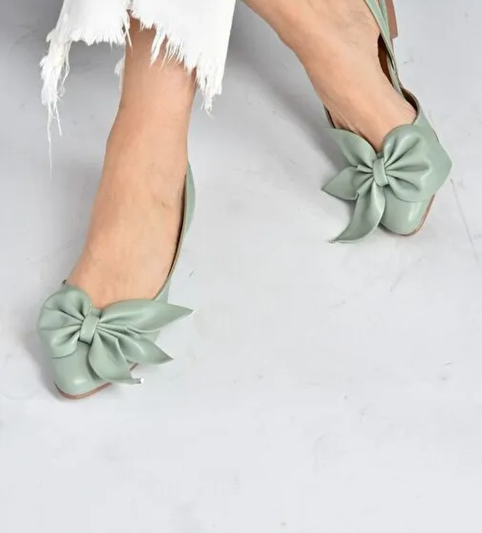 Fox Shoes Yeşil Kadın Babet 6834 - Görsel 1