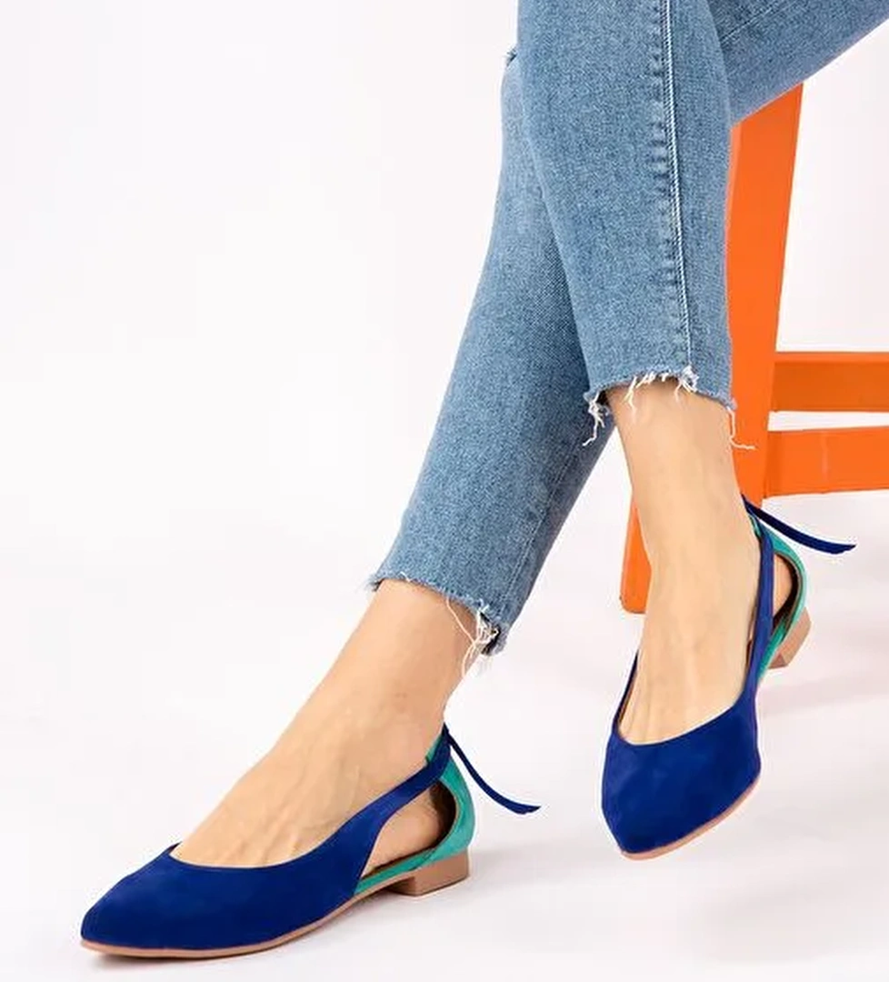 Fox Shoes Mavi-Su Yeşili Kadın Babet 4756 - Görsel 1