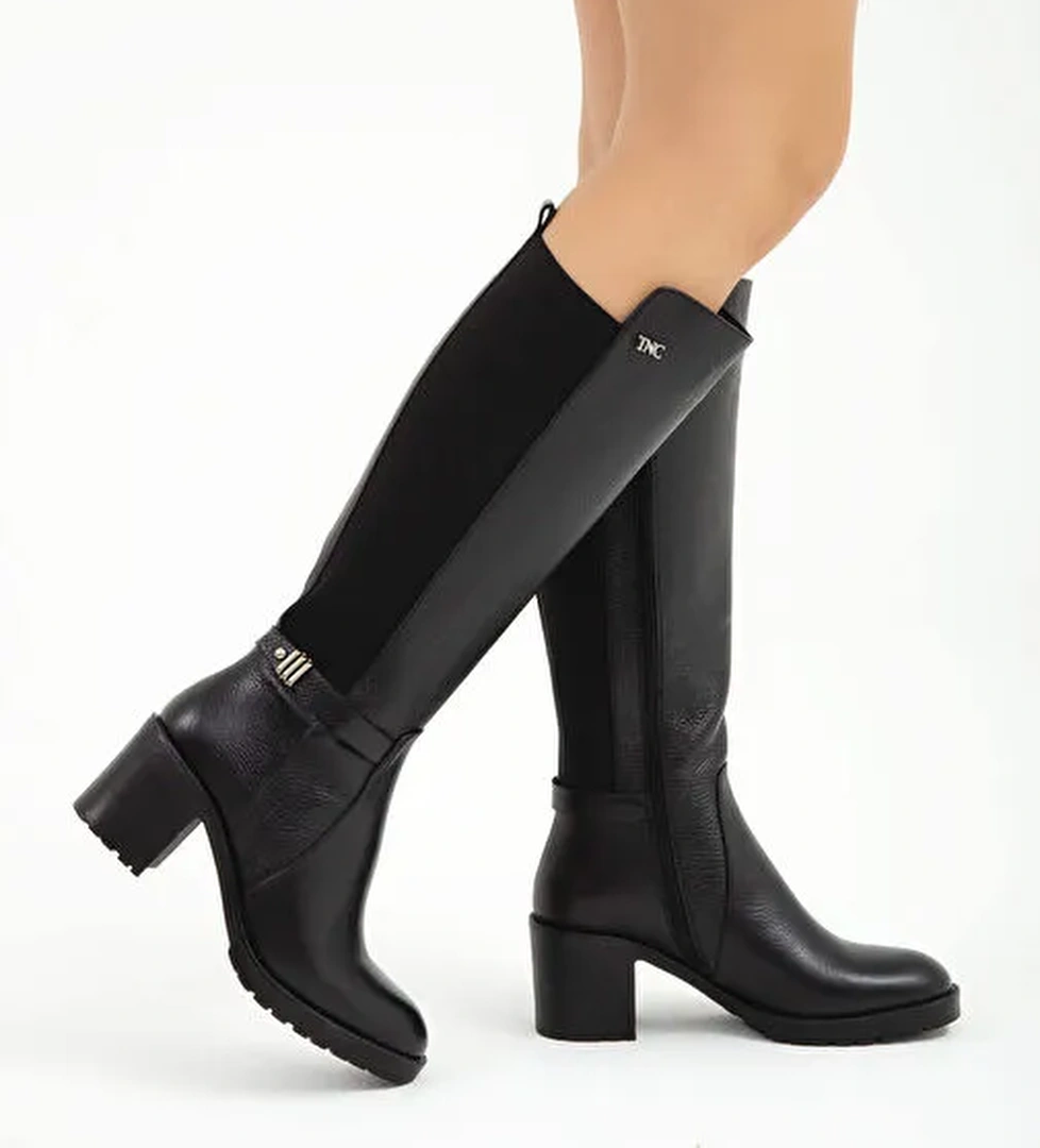 Tamer Tanca Kadın Hakiki Deri Siyah Çizme - Görsel 1