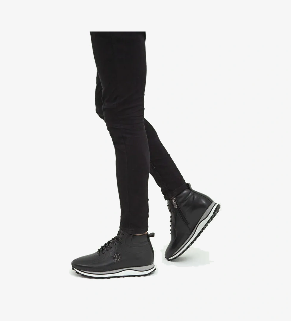 Tamer Tanca Erkek Hakiki Deri Siyah Casual Bot - Görsel 1