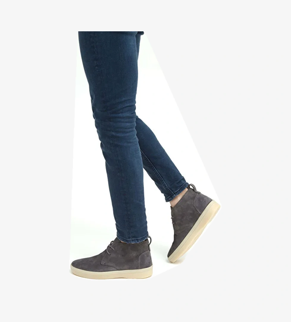 Tamer Tanca Erkek Hakiki Deri Gri Casual Bot - Görsel 1