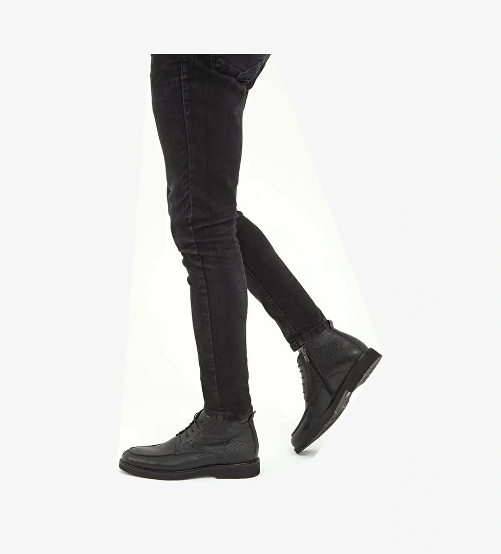 Tamer Tanca Erkek Hakiki Deri Siyah Klasik Bot - Görsel 1