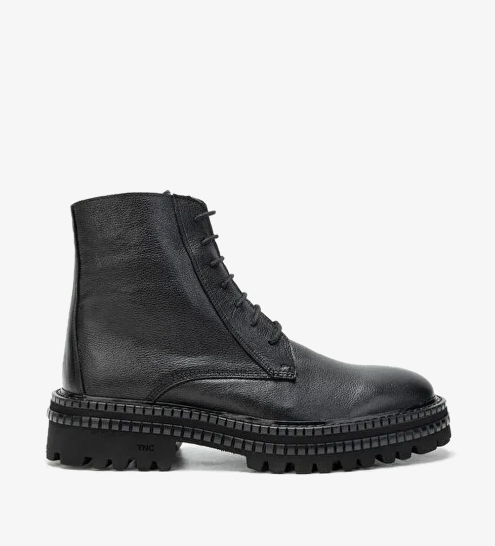 Tamer Tanca Erkek Hakiki Deri Siyah POSTAL Bot - Görsel 1