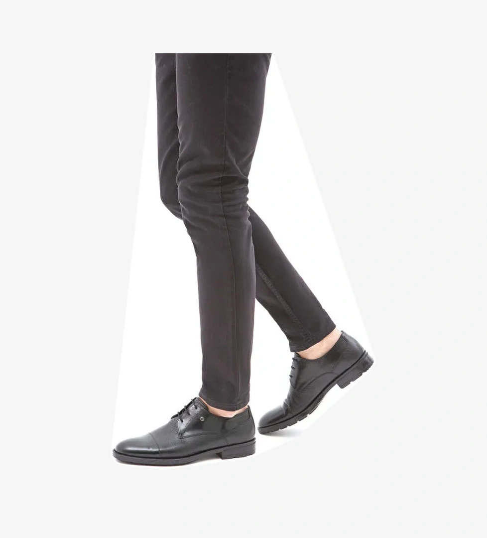 Tamer Tanca Erkek Hakiki Deri Siyah Klasik Ayakkabı - Görsel 1