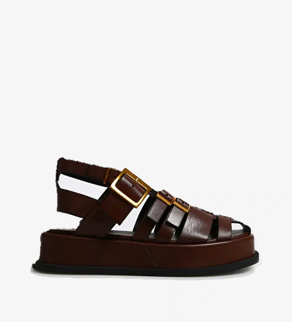 Divarese Kahverengi Kadın Deri Sandalet 23519-4SS - Görsel 1