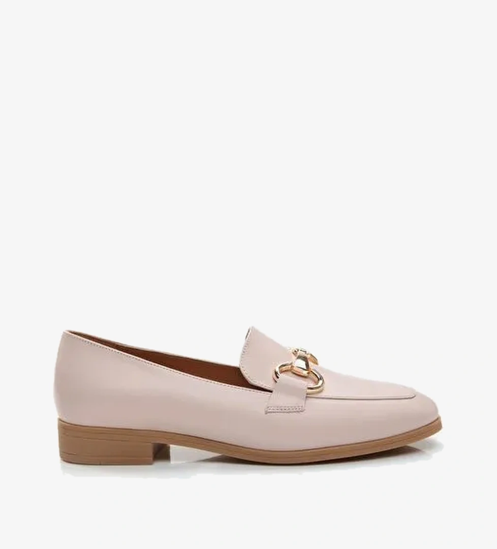 Hakiki Deri Pudra Kadın Loafer - Görsel 1