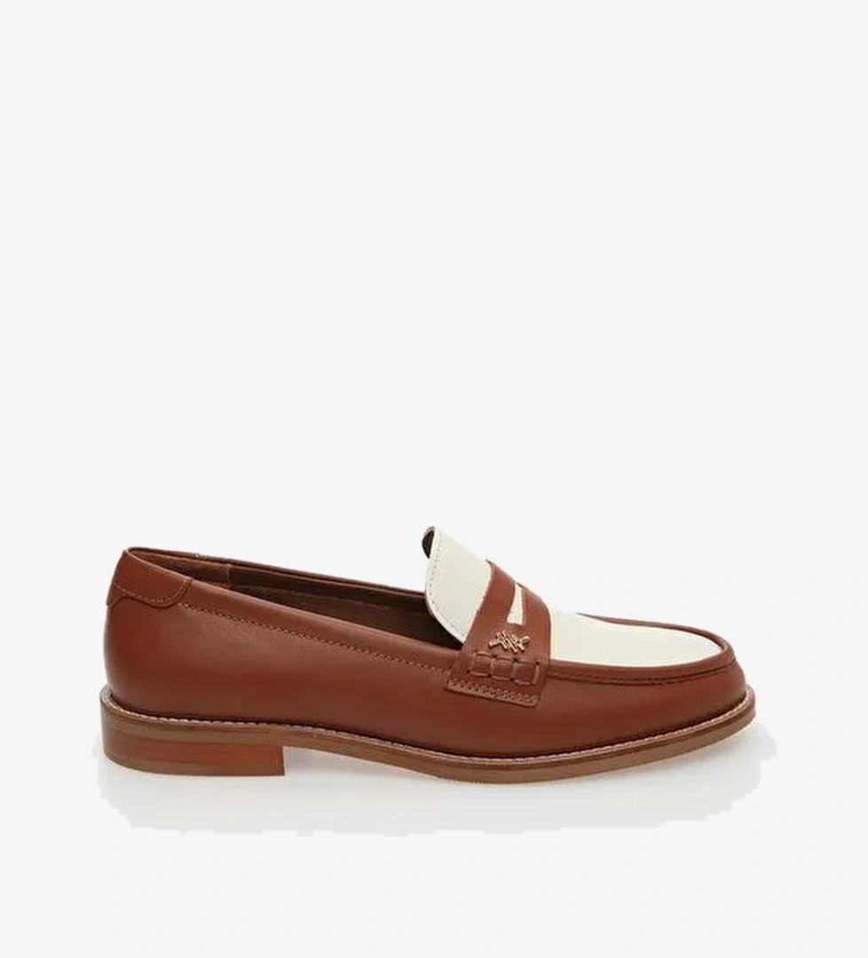 Hotiç Taba-Beyaz Kadın Deri Loafer 01AYH288500A374 - Görsel 1