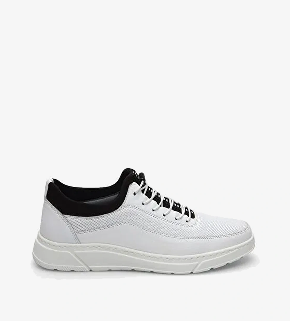 Hotiç Beyaz-Siyah Erkek Deri Sneaker 02AYH286730A900 - Görsel 1