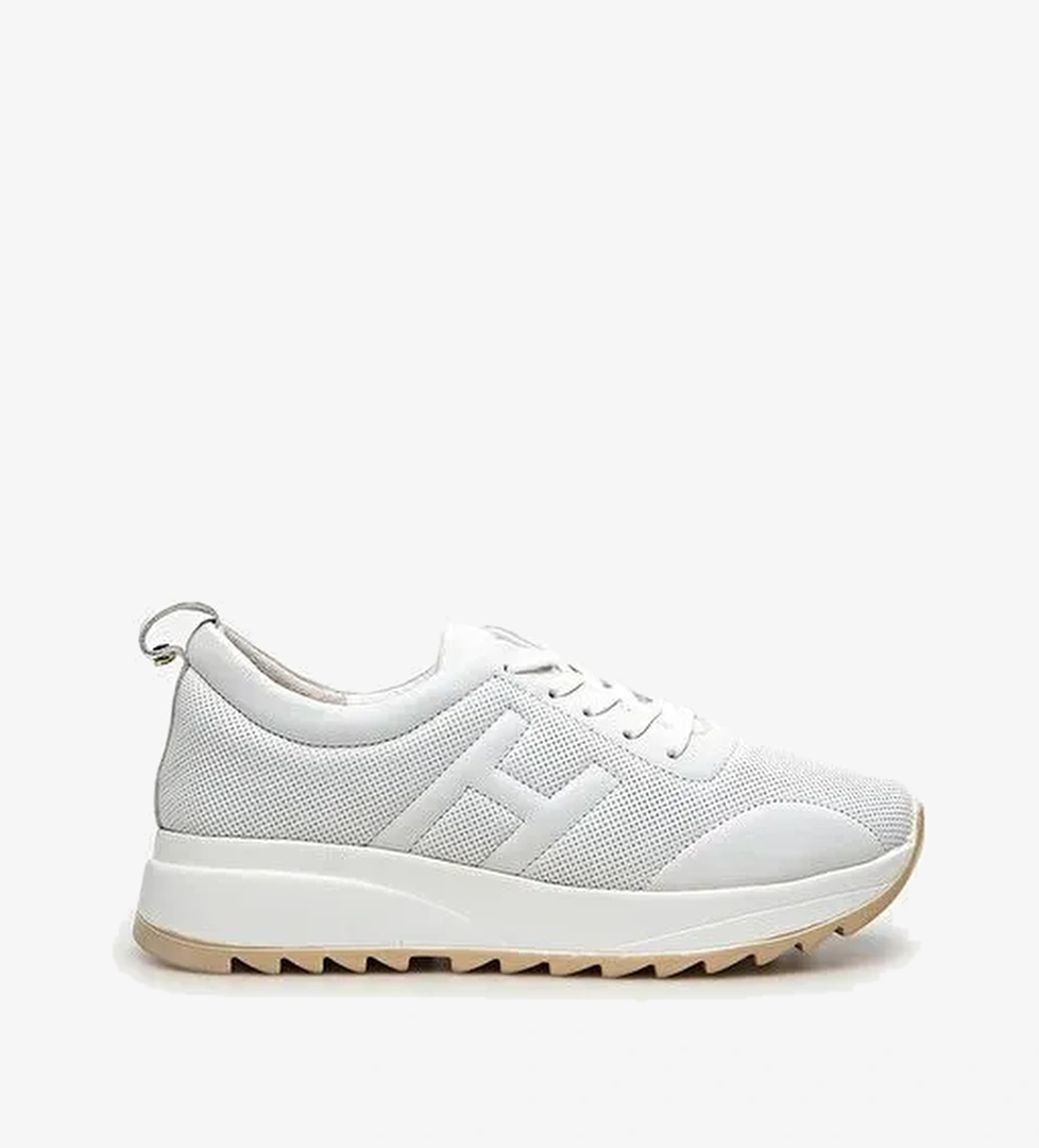 Hakiki Deri Beyaz Kadın Spor Ayakkabı - Görsel 1
