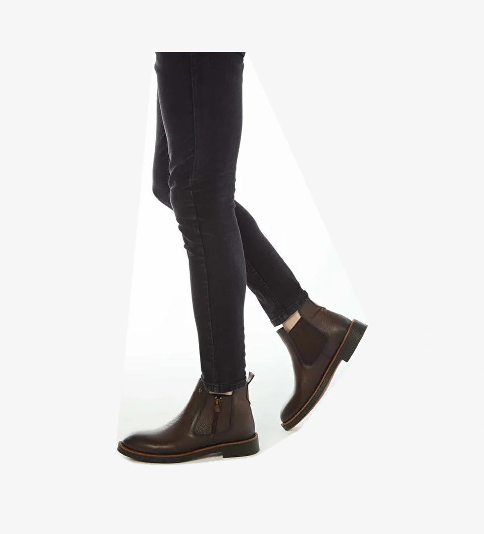 Tamer Tanca Erkek Hakiki Deri Kahverengi Floter Casual Bot - Görsel 1