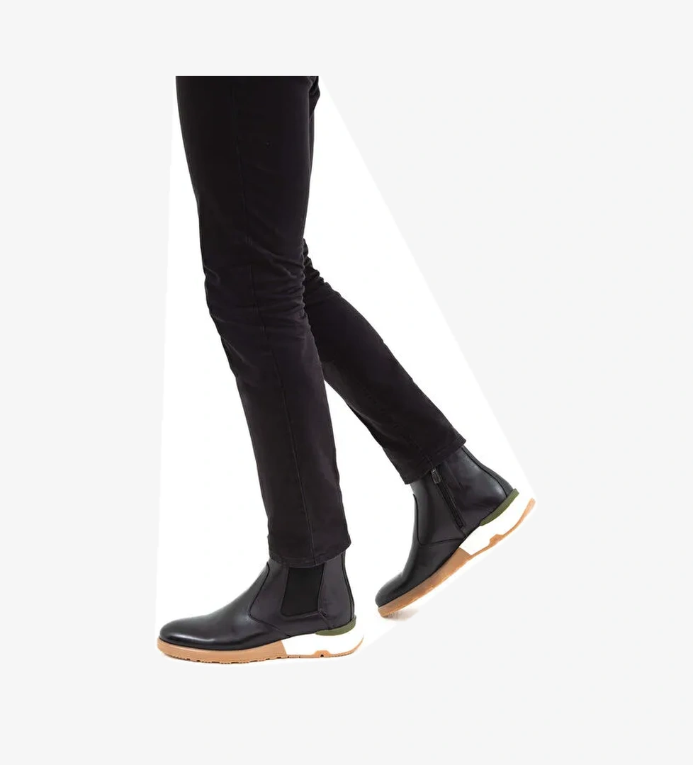 Tamer Tanca Erkek Hakiki Deri Siyah Antik Chelsea Bot - Görsel 1