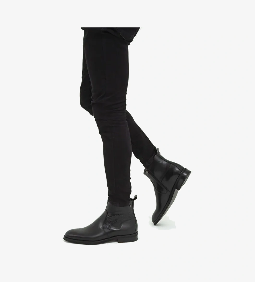 Tamer Tanca Erkek Hakiki Deri Siyah Analin Chelsea Bot - Görsel 1