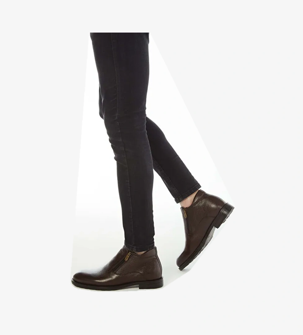 Tamer Tanca Erkek Hakiki Deri Kahverengi Floter Klasik Bot - Görsel 1