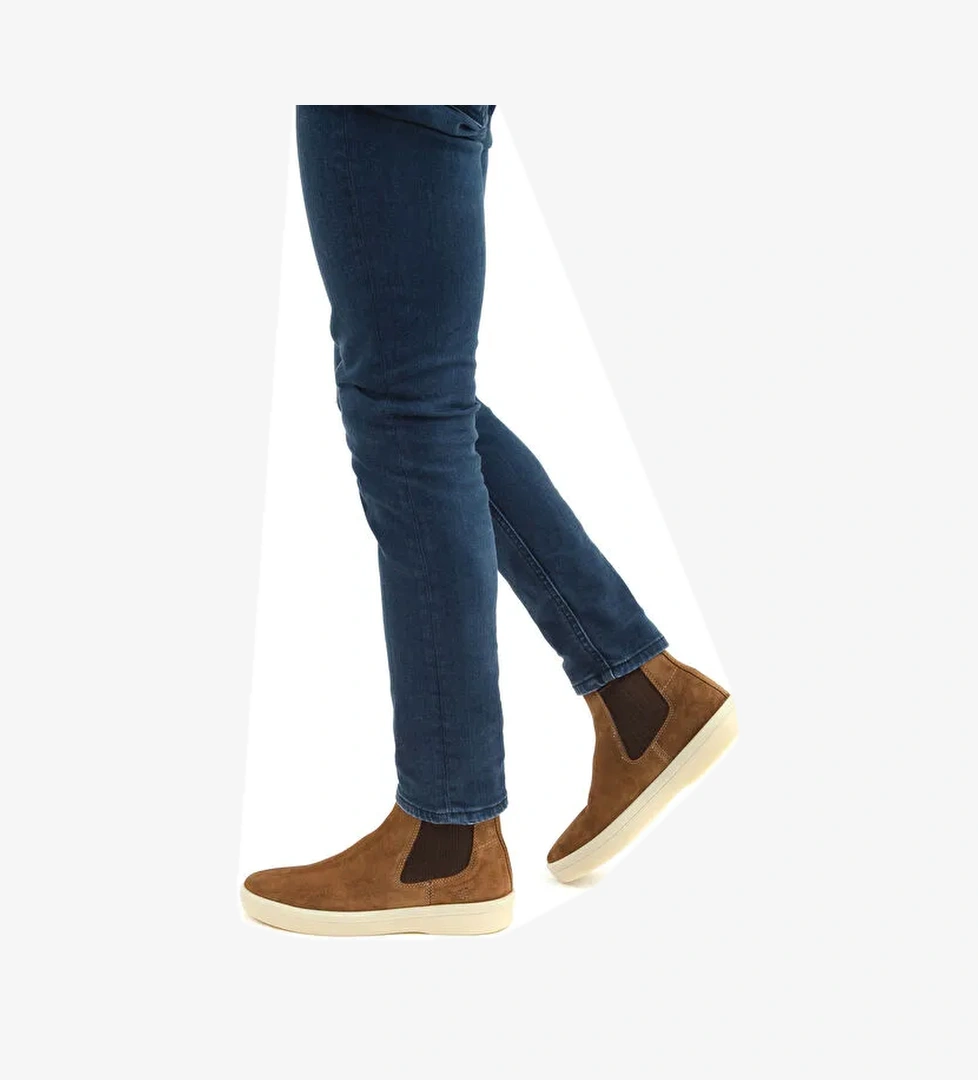 Tamer Tanca Erkek Hakiki Deri Taba Süet Casual Bot - Görsel 1