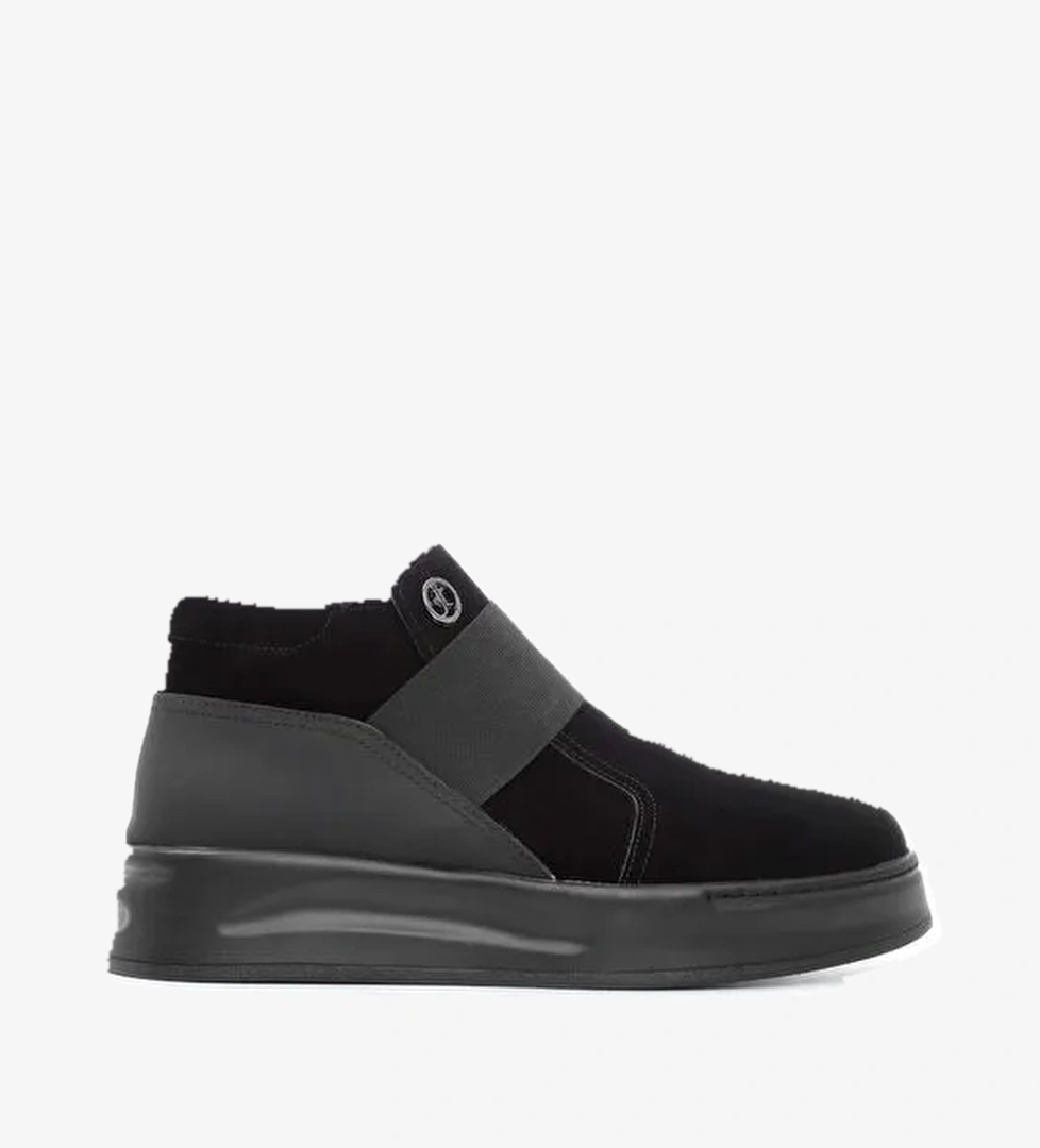 Tamer Tanca Erkek Hakiki Deri Siyah Süet Casual Bot - Görsel 1