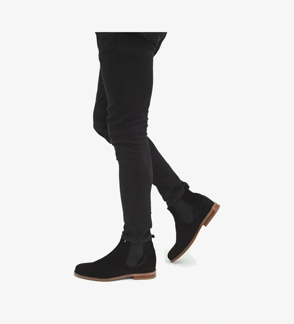 Tamer Tanca Erkek Hakiki Deri Siyah Süet Casual Bot - Görsel 1