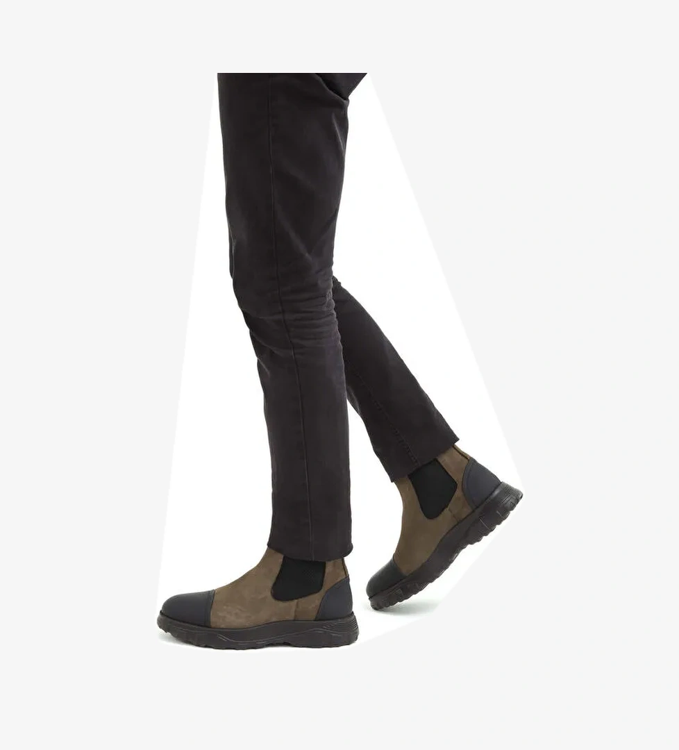 Tamer Tanca Erkek Hakiki Deri Haki Süet Casual Bot - Görsel 1