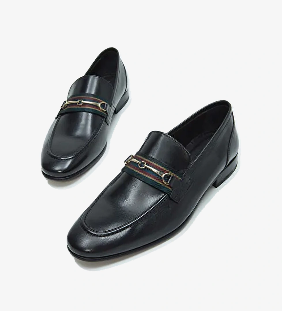 Tamer Tanca Erkek Hakiki Deri Siyah Bufalo Klasik Ayakkabı - Görsel 1