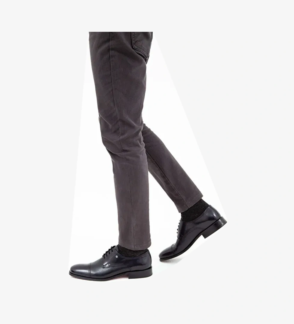 Tamer Tanca Erkek Hakiki Deri Lacivert Klasik Ayakkabı - Görsel 1