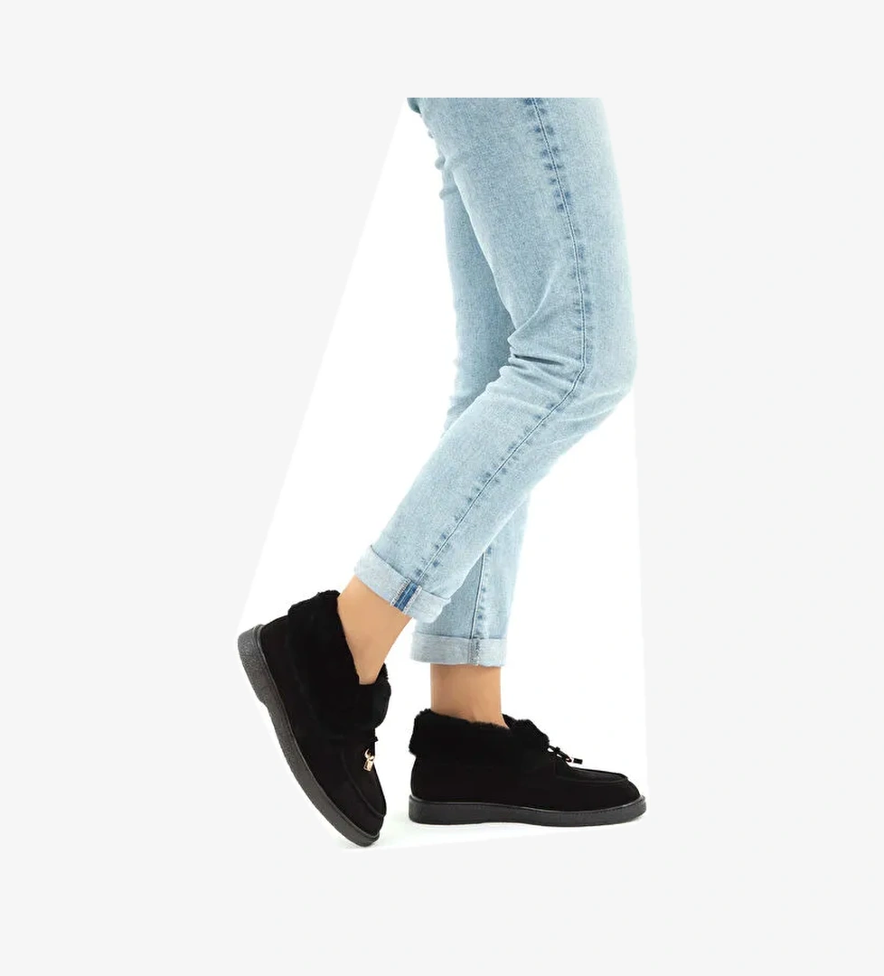 Tamer Tanca Kadın Hakiki Deri Siyah Casual Bot - Görsel 1