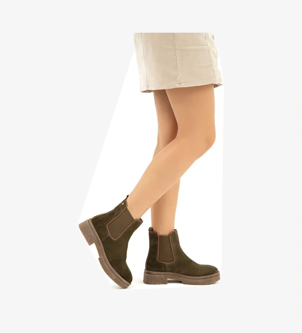 Tamer Tanca Kadın Hakiki Deri Yeşil Casual Bot - Görsel 1