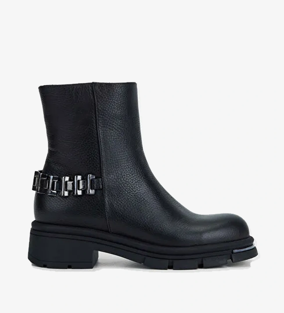 Tamer Tanca Kadın Hakiki Deri Siyah Casual Bot - Görsel 1