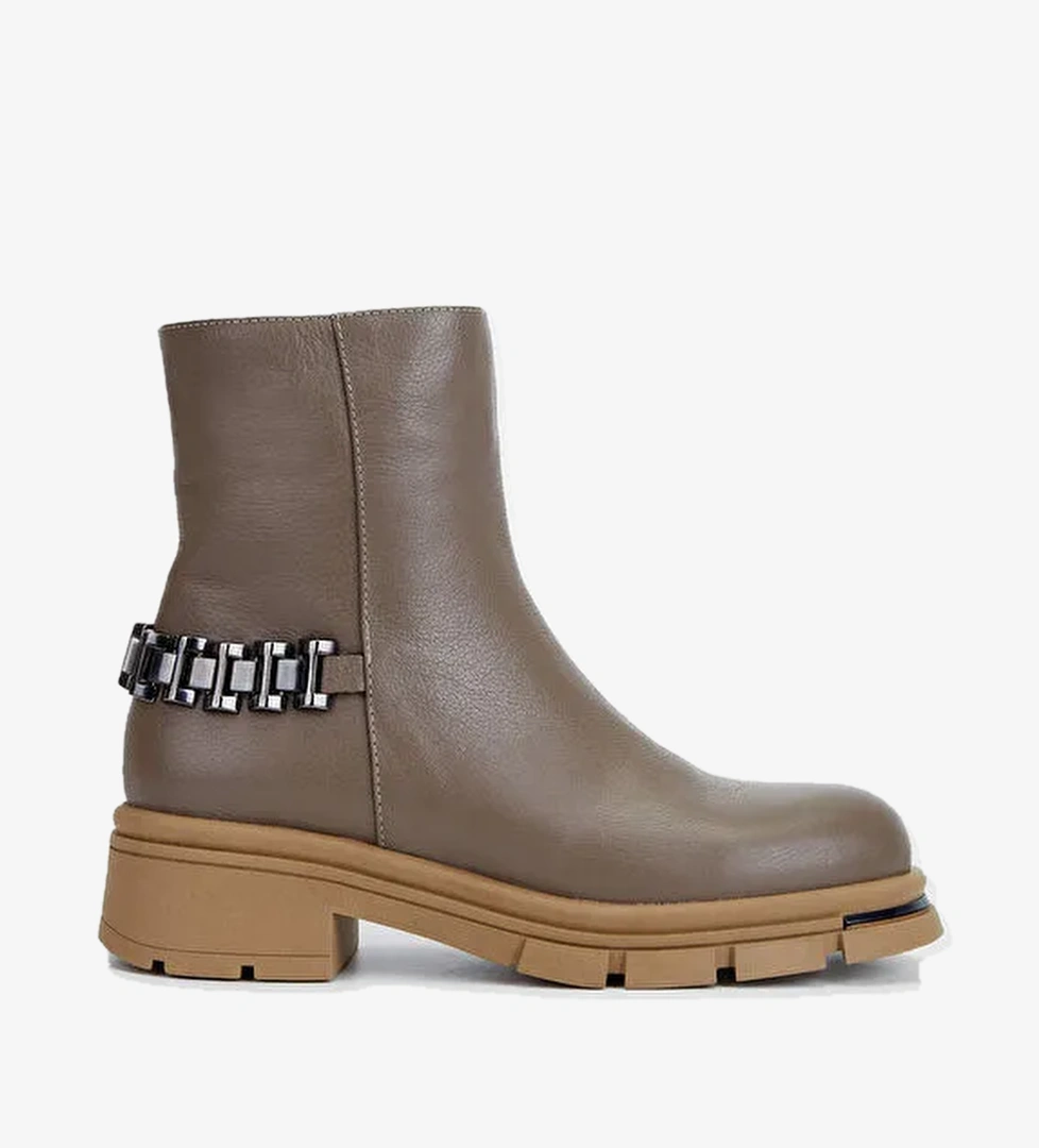 Tamer Tanca Kadın Hakiki Deri Bej Casual Bot - Görsel 1