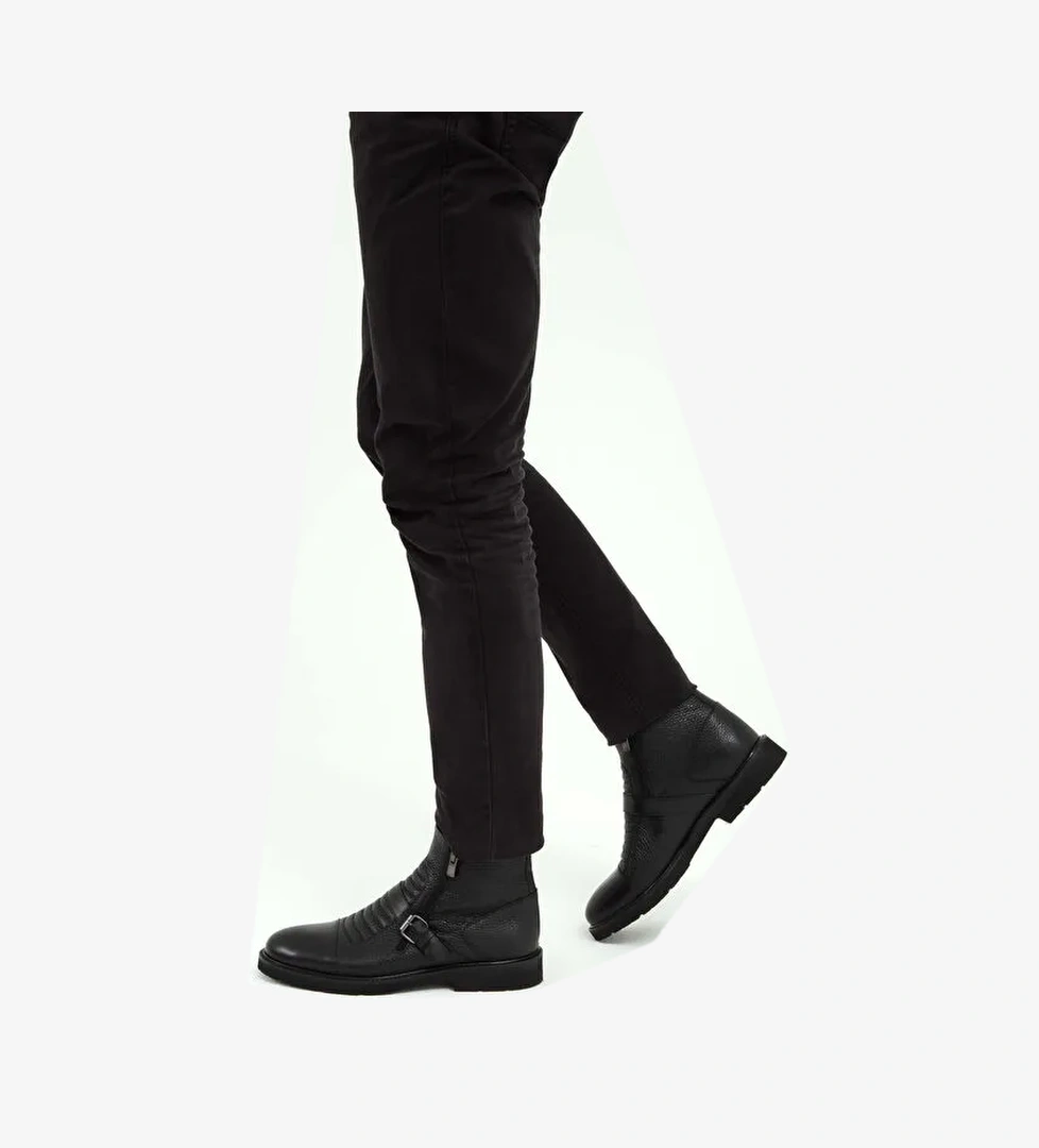 Tamer Tanca Erkek Hakiki Deri Siyah Klasik Bot - Görsel 1